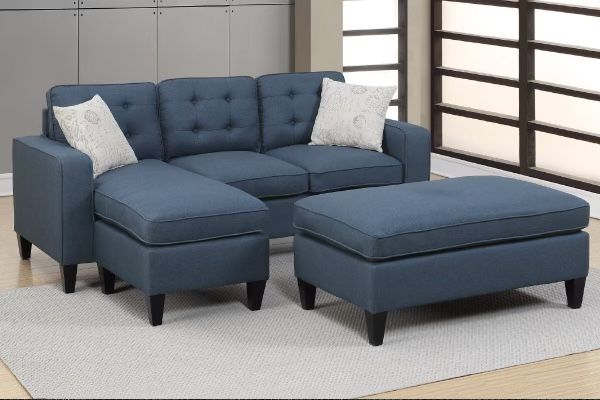 All In One Sectional w/2 accent pillow Reversible Free Ottoman Furniture