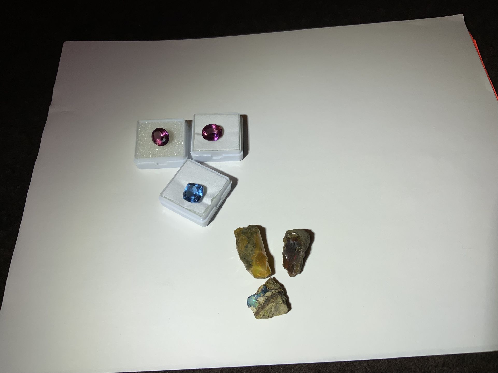 Gemstones,,Tanzanites, Aquamarine, Raw Opals. Lot Of 6