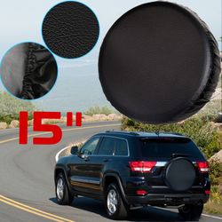 15inch Spare Tire Cover Black Wheel Tire Cover Weatherproof Dust Protector 