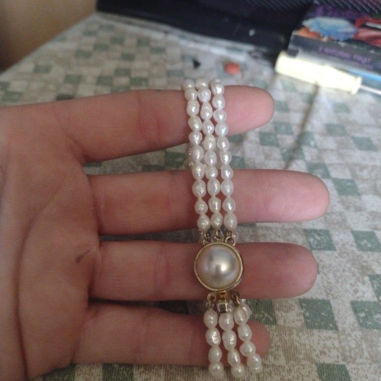 3 strand Cultured Pearl Bracelet