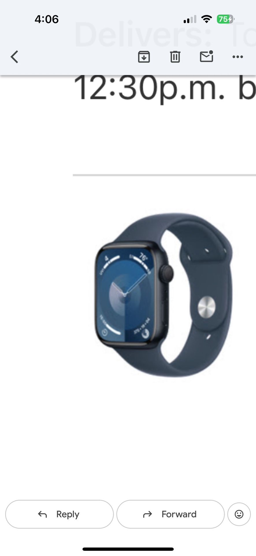 Used Apple Watch Series 9 GPS, 45mm Midnight Aluminum Case with Storm Blue Sport