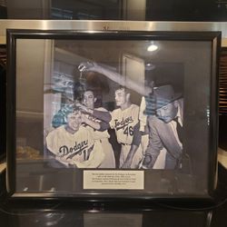 This framed piece commemorates the Brooklyn Dodgers' 1956 National League Pennant win