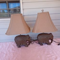 Set Of 2  Elephant Lamps