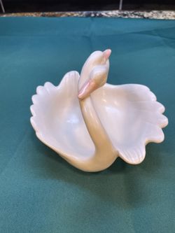 Vintage Fitz & Floyd Porcelain Swan Candy Dish 