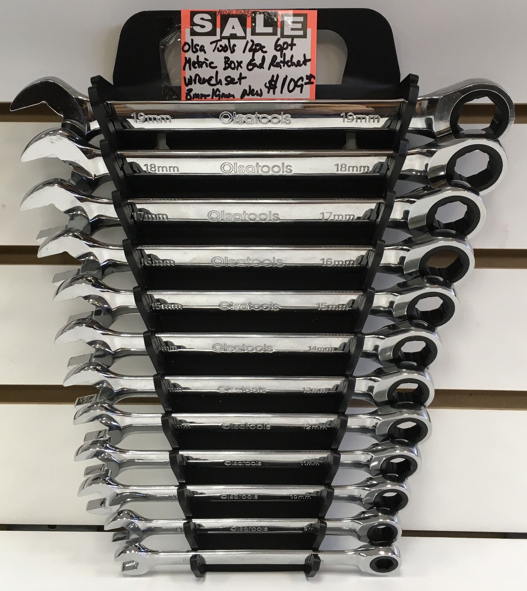 Olsa Tools 12pc 6pt Metric Box End Ratcheting Wrench Set 8mm - 19mm New