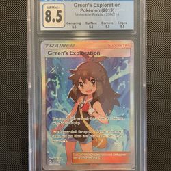 Green’s Exploration Full Art CGC Graded 8.5 *MINT* Pokémon Trainer Sun & Moon Unbroken Bonds 209/214 Pokemon Slab PSA BGS 2019 Greens