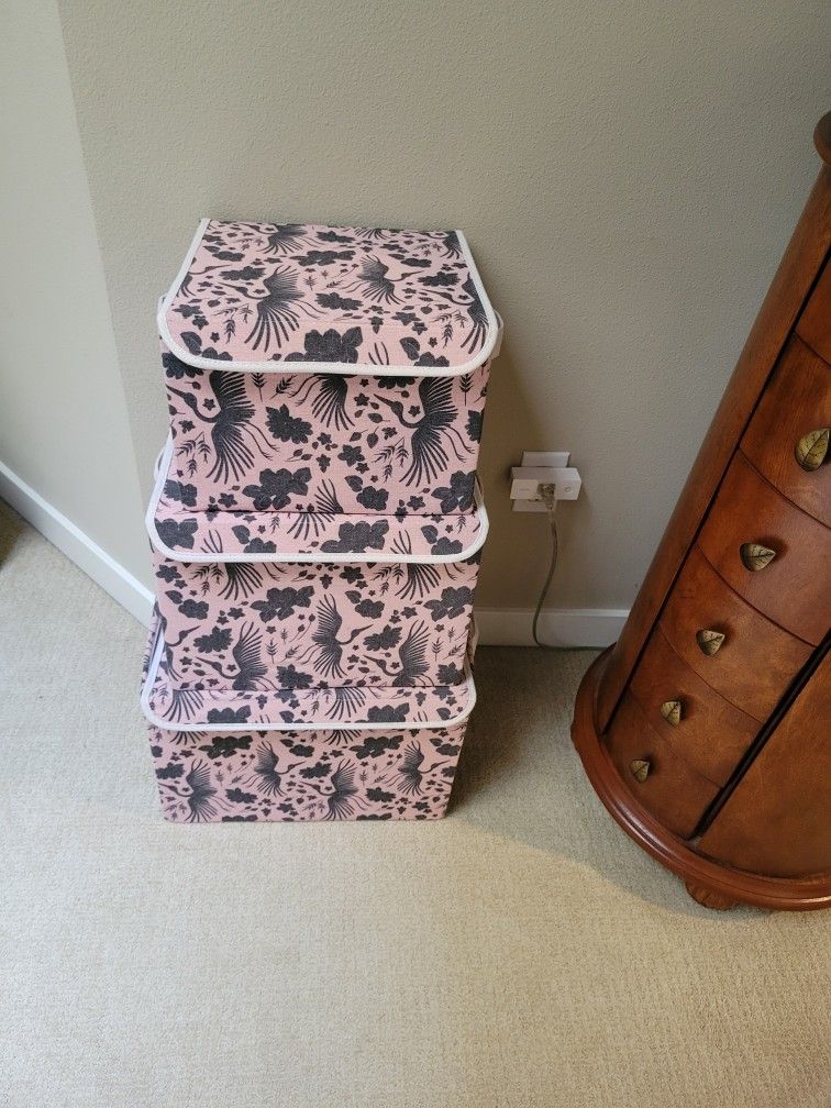 3 Fabric And Cardboard Storage Containers