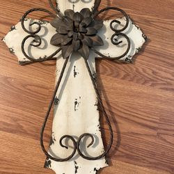 Solid Wood And Metal Cross