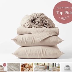 Coyuchi Organic Relaxed Linen Sheet Set - Natural Chambray / Full