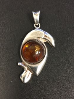 Silver Amber charm
