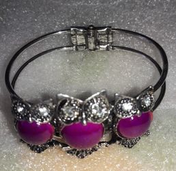 Vintage Tibetan owl cuff bangle bracelet