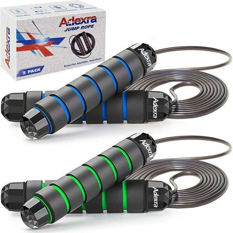 Jump Rope Tangle-Free with Ball Bearing Adjustable Skipping Rope for Women, Men and Kids