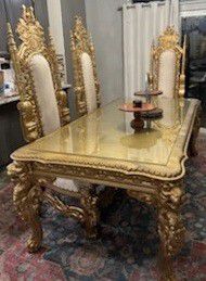 Gold Dining RoomThrone Table & Chairs 