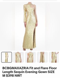Gold Sequined Evening  Gown, Size Medium