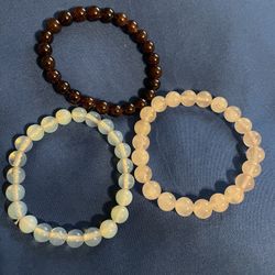 Rose Quartz, Opalite, Or Garnet Bracelets 
