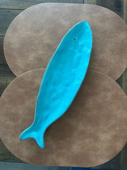 Turquoise Blue Ceramic Fish Serving Platter