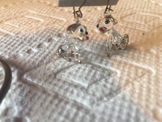 Glass dog earrings