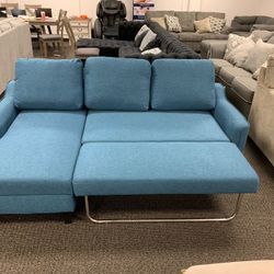 Pull Out Bed Blue Sectional Same Day Delivery