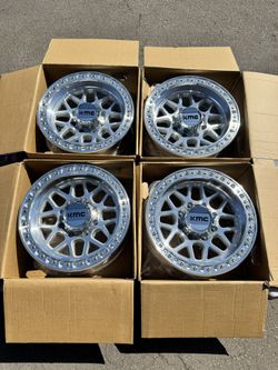 Brand New 18x9 KMC GRS “549” Machined 18” Off-Road Wheels for 8 Lug Ford 8x170 GM 8x180 8x165 Trucks