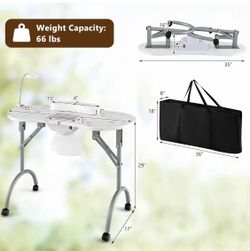 Portable Folding Manicure Nail Table with Dust Collector