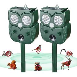 [2025 Upgrade] Solar Animal Repellent Outdoor for Deer Squirrel Mole Rabbit Cat Skunk Bird Raccoon Dog, Waterproof Ultrasonic Pest Repeller with Motio