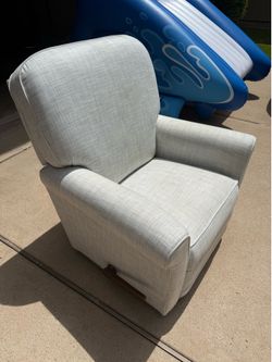 Lazy Boy Nursery Rocker/Recliner | White Chair with Gray Pattern