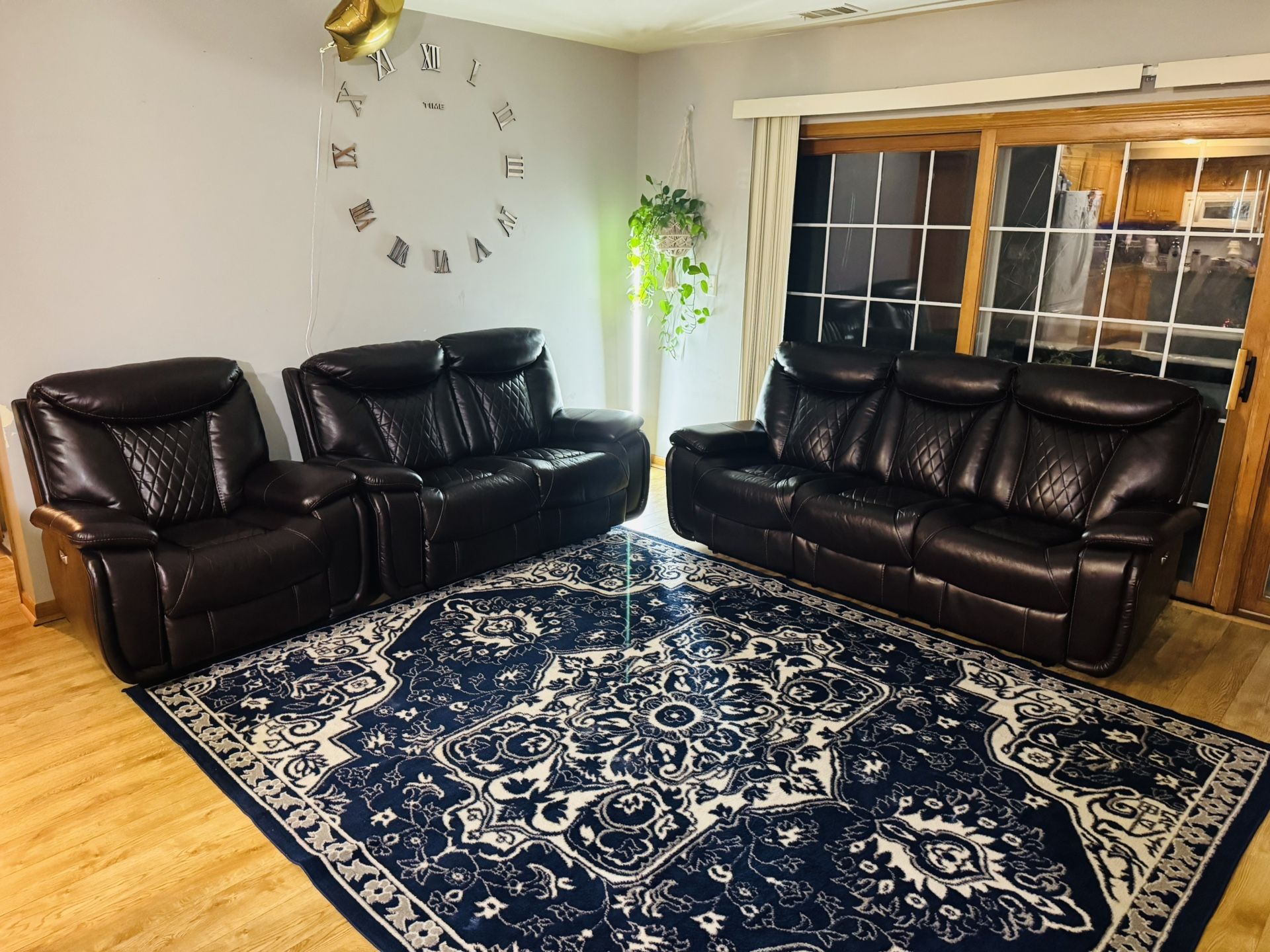 Leather Recliner Living Room Set