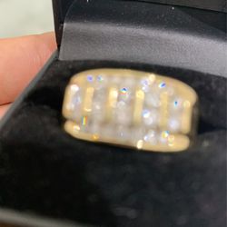 Gold Cluster Diamond Pinky Ring