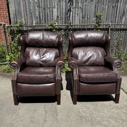 Pair of Brown Leather Recliner Chairs