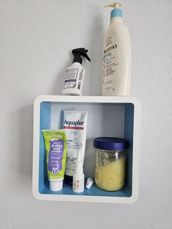 Floating White And Blue Cube Shelf