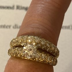 Diamond 18K Gold Engagement & Wedding Ring Set Appraised at $9500