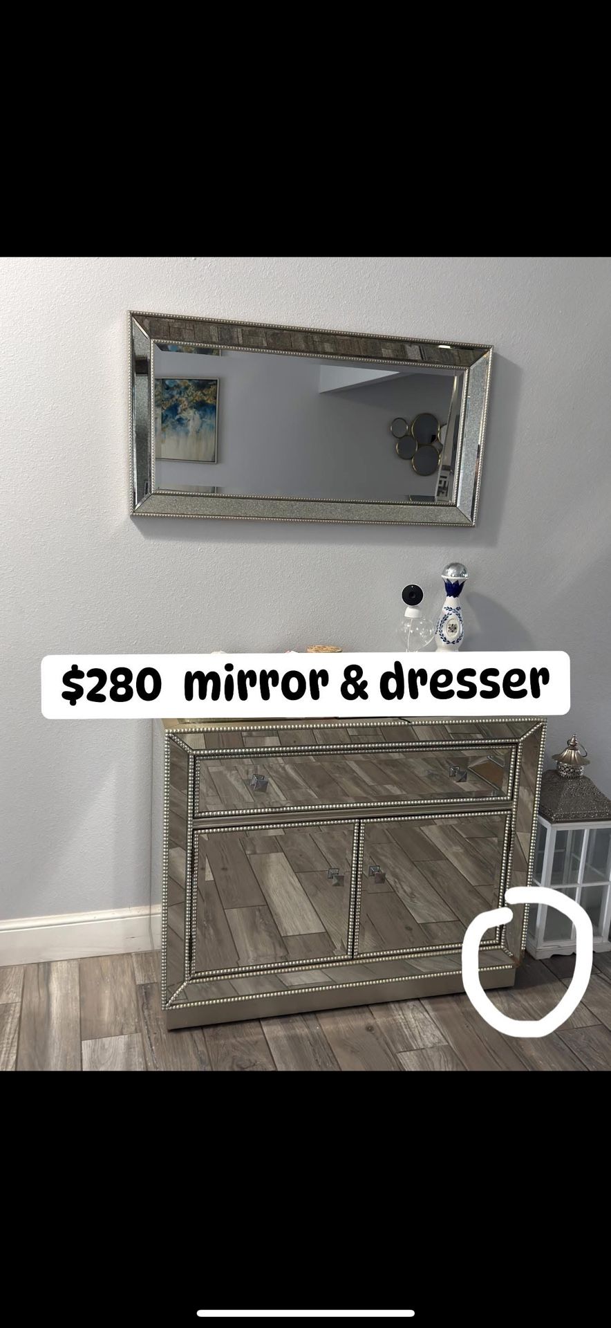 Wall Mirror & Entryway Dresser