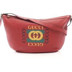 Gucci red leather hobo bag