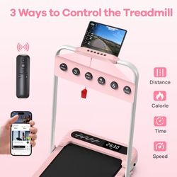 Foldable 2-in-1 Incline Walking Pad Treadmill | 10% Incline, 3.0HP, 320LBS Capacity, Under Desk, Space-Saving – Pink  English Marketing Copy  🏃 WELLF