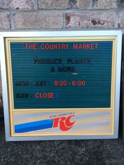 Advertising menu board RC Cola