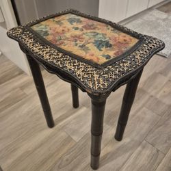 Antique Victorian Bamboo Dressing Stool Handpainted