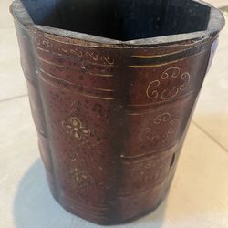 Leather book binding trash can