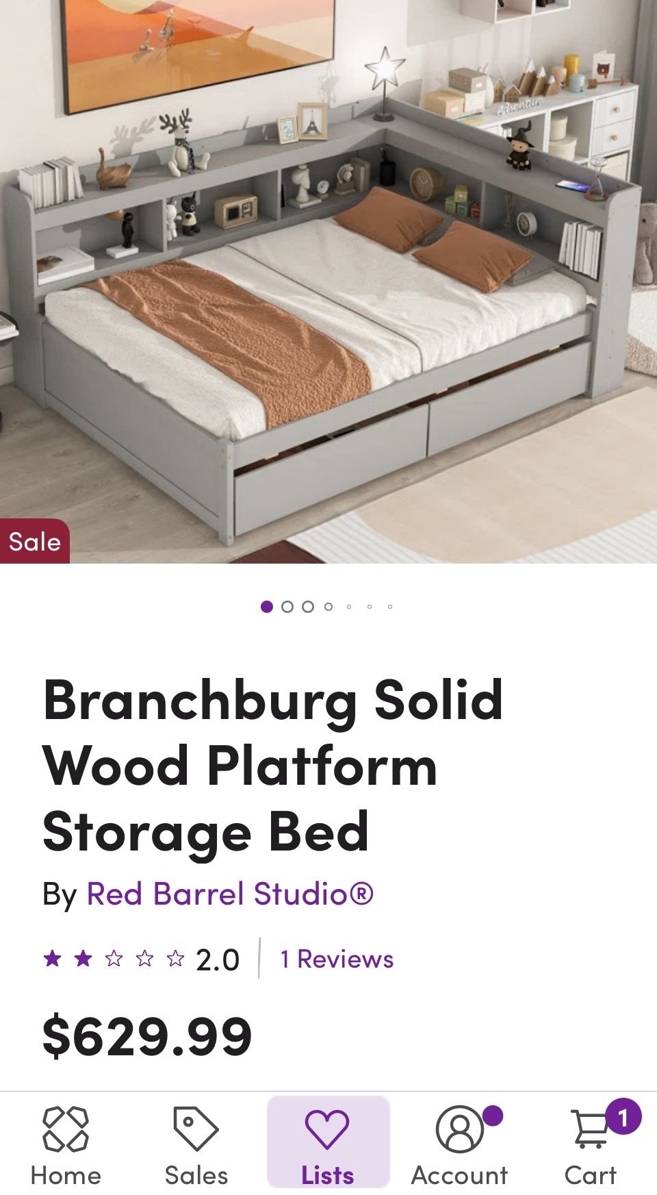 Red Barrel Studio Branchburg Solid Wood Platform Storage Bed Full Size Gray *Drawer Storage Not Included*