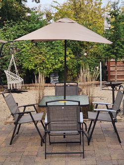 StyleWell
Amberview 6-Piece Sling Folding Outdoor Dining Set with Umbrella