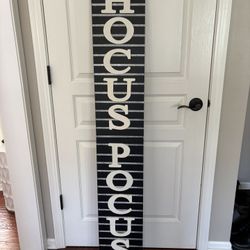 Halloween/Fall Wood Sign – Black & White-Silver Glitter