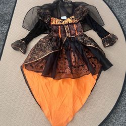 HALLOWEEN COSTUME! WITCH ORANGE  LACY DRESS  SIZE MEDIUM GIRLS! 