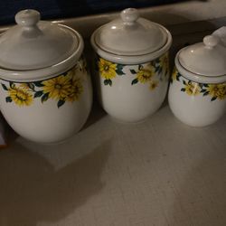 Three Piece Canister, Set, Sunflower
