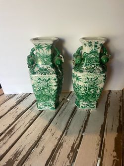 Vintage Pair of Asian Vases