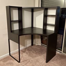 IKEA Corner Desk workstation, black-brown