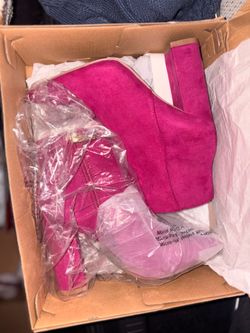 Pink High Heel Boots