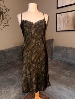 Camo Lace Trim Midi Slip Dress