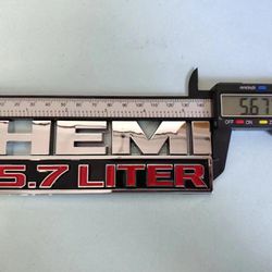 2pcs Hemi 5.7 LITER Side Fender Emblem Badges 3D Decal for RAM 1500 Chrome Red HEMI 57