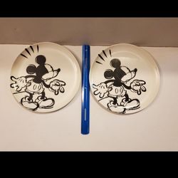 Set of 2 Vintage Mickey Mouse Sketch 10in Plate
