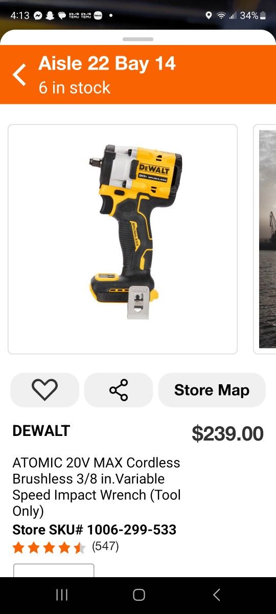 Dewalt Atomic 3/8" Compact 20v Impact Wrench