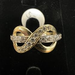 $200 Infinity Yellow Gold w Zirconia Ring